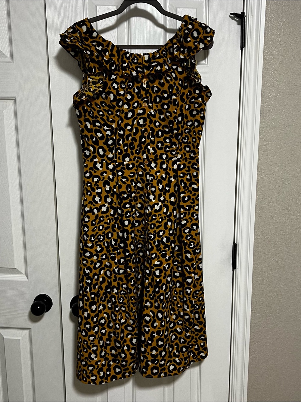 Who What Wear Leopard Print Button-Up Dress